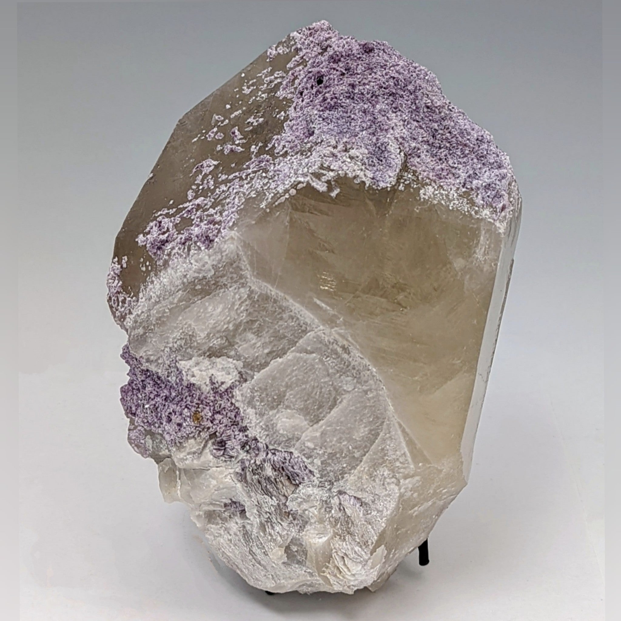 Large Smokey Quartz Crystal with Purple Lepidolite Mineral Covering